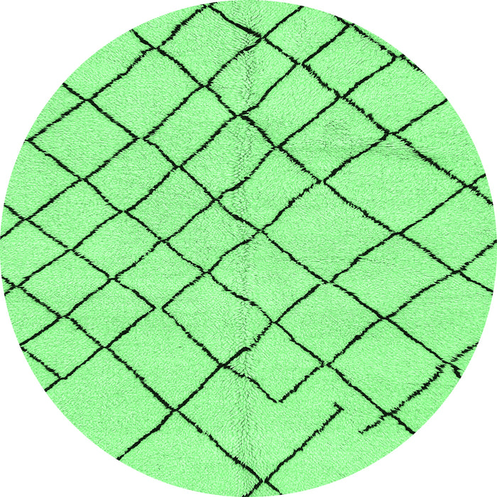 Round Machine Washable Solid Emerald Green Modern Area Rugs, wshabs2904emgrn