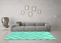 Machine Washable Solid Turquoise Modern Area Rugs in a Living Room,, wshabs2904turq