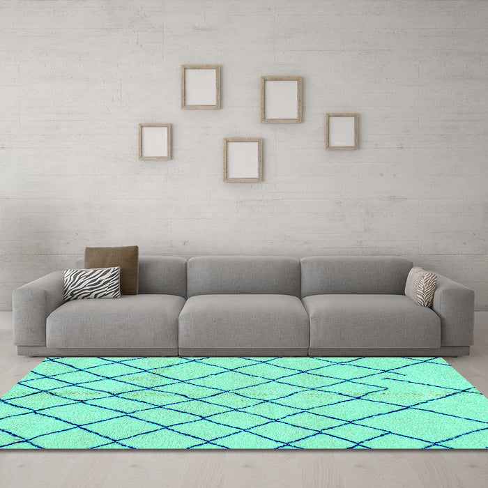 Machine Washable Solid Turquoise Modern Area Rugs in a Living Room,, wshabs2904turq