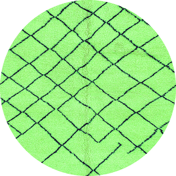 Round Machine Washable Solid Green Modern Area Rugs, wshabs2904grn
