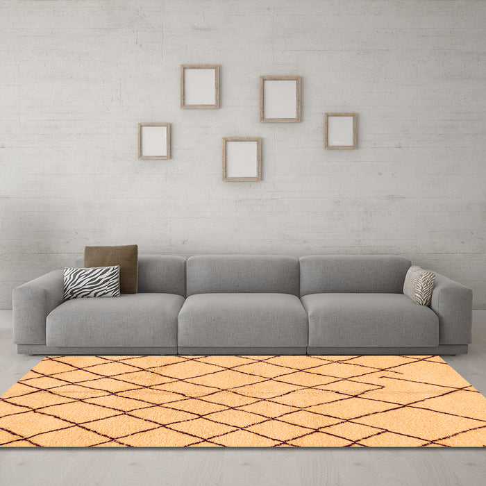 Machine Washable Solid Orange Modern Area Rugs in a Living Room, wshabs2904org