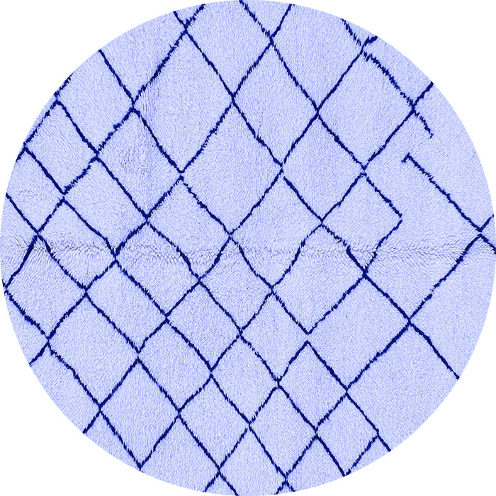 Round Machine Washable Solid Blue Modern Rug, wshabs2904blu