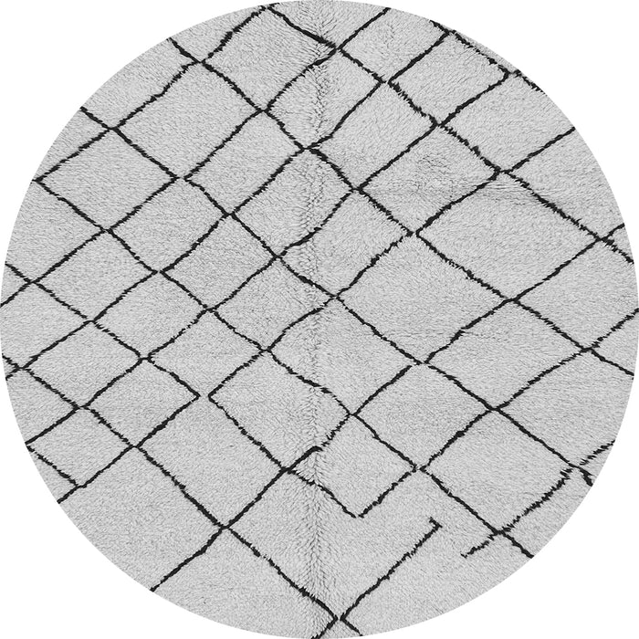 Round Machine Washable Solid Gray Modern Rug, wshabs2904gry