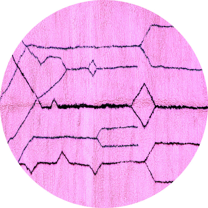 Round Machine Washable Solid Purple Modern Area Rugs, wshabs2905pur