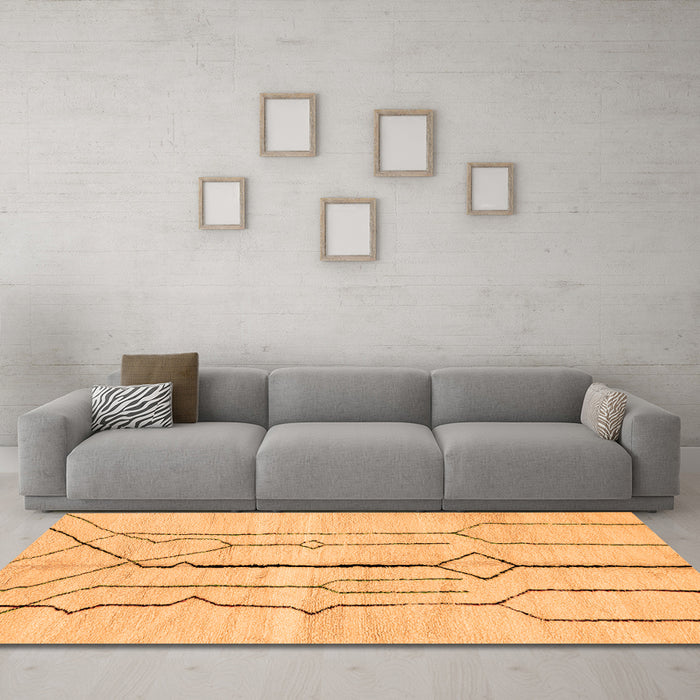 Machine Washable Solid Orange Modern Area Rugs in a Living Room, wshabs2905org