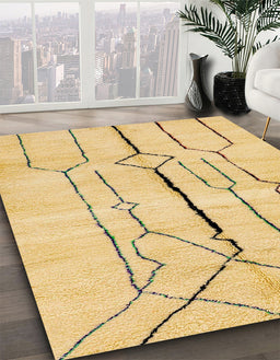 Abstract Yellow Solid Rug in Family Room, abs2905