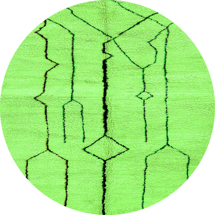 Round Machine Washable Solid Green Modern Area Rugs, wshabs2905grn