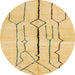 Round Abstract Yellow Solid Rug, abs2905