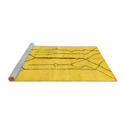 Sideview of Machine Washable Solid Yellow Modern Rug, wshabs2905yw