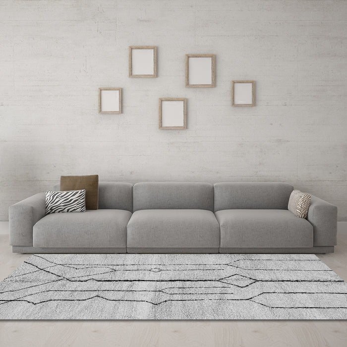 Machine Washable Solid Gray Modern Rug in a Living Room,, wshabs2905gry
