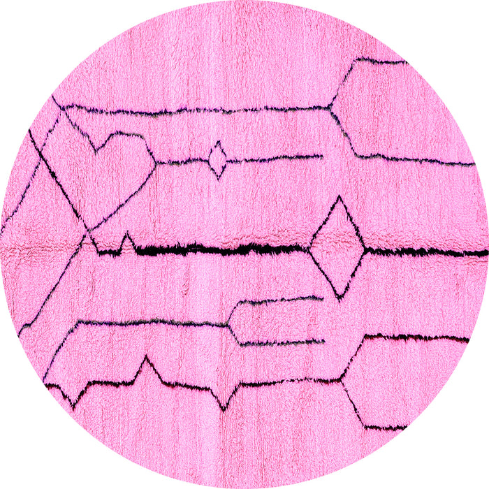 Round Machine Washable Solid Pink Modern Rug, wshabs2905pnk