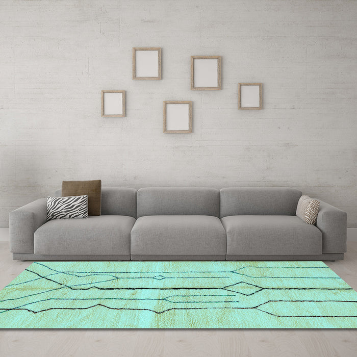 Machine Washable Solid Light Blue Modern Rug in a Living Room, wshabs2905lblu