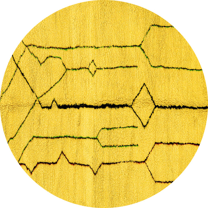 Round Solid Yellow Modern Rug, abs2905yw