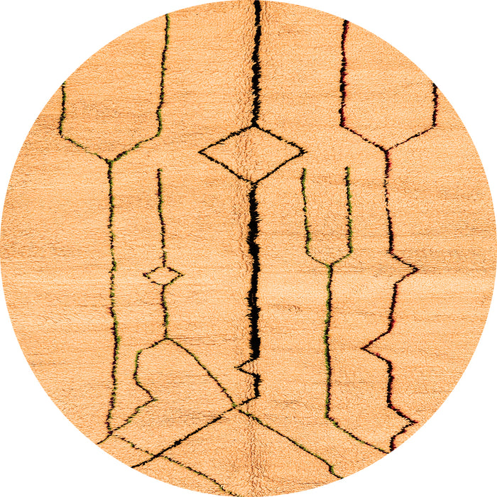 Round Machine Washable Solid Orange Modern Area Rugs, wshabs2905org