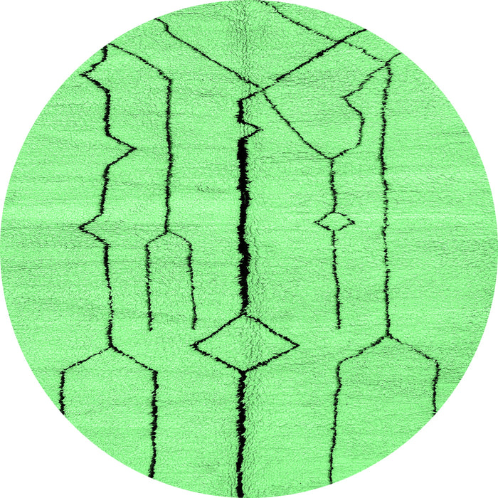 Round Machine Washable Solid Emerald Green Modern Area Rugs, wshabs2905emgrn