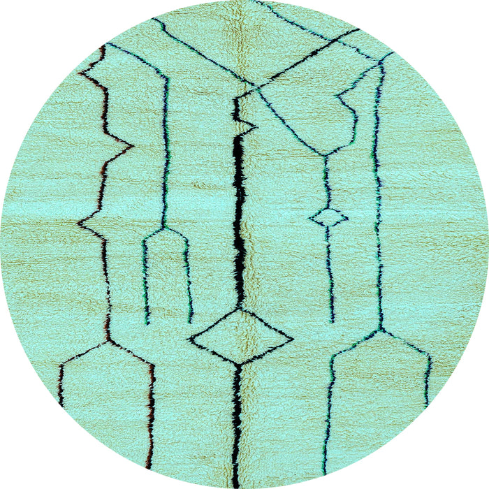 Round Machine Washable Solid Light Blue Modern Rug, wshabs2905lblu