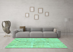 Machine Washable Solid Turquoise Modern Area Rugs in a Living Room,, wshabs2905turq