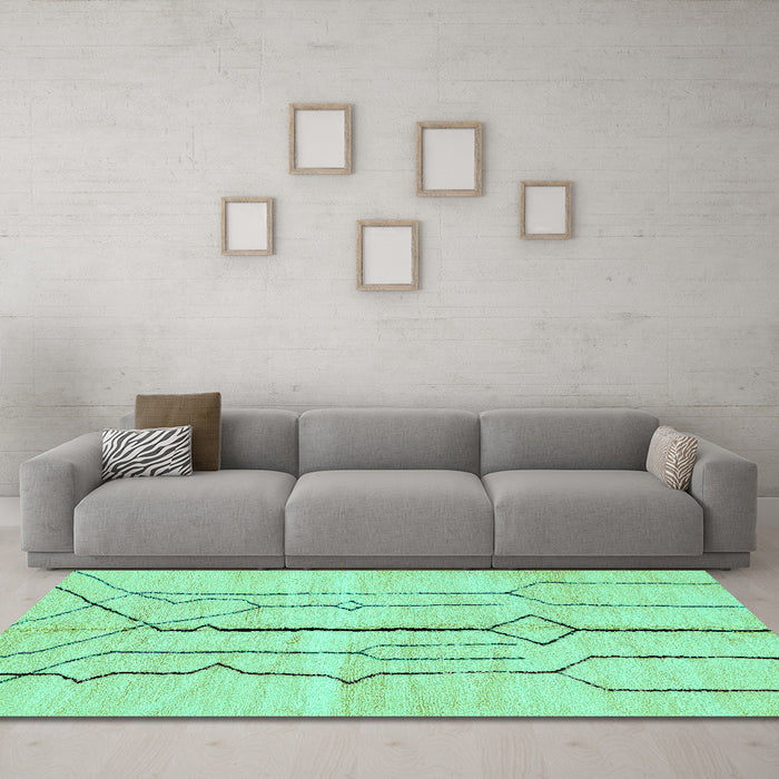 Machine Washable Solid Turquoise Modern Area Rugs in a Living Room,, wshabs2905turq