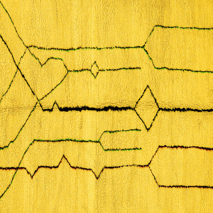 Square Machine Washable Solid Yellow Modern Rug, wshabs2905yw