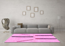 Machine Washable Solid Pink Modern Rug in a Living Room, wshabs2906pnk