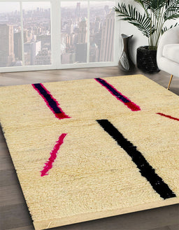 Machine Washable Abstract Mustard Yellow Rug in a Family Room, wshabs2906