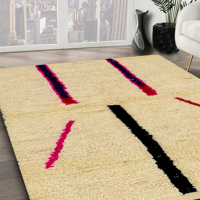 Machine Washable Abstract Mustard Yellow Rug in a Family Room, wshabs2906
