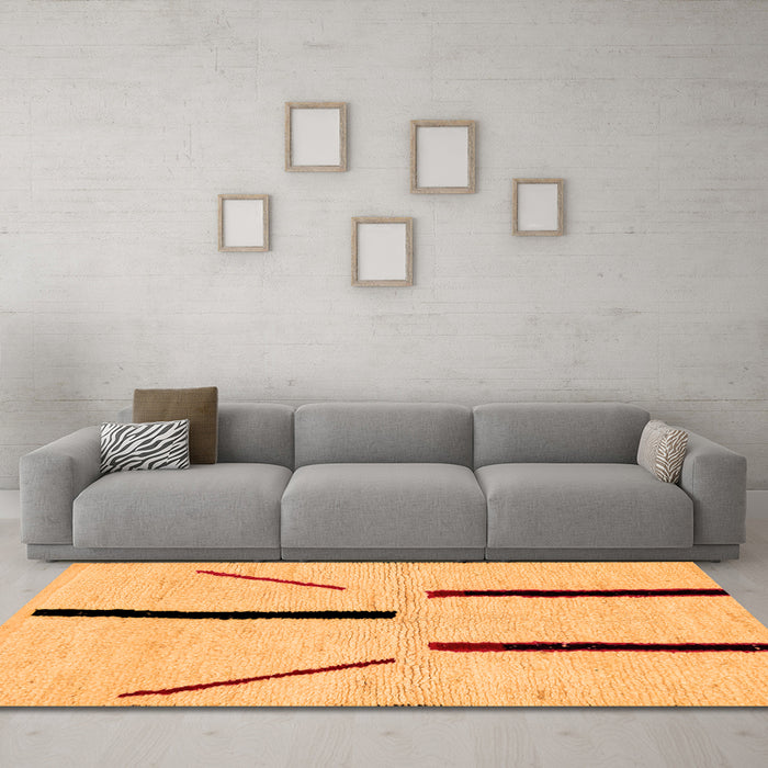 Machine Washable Solid Orange Modern Area Rugs in a Living Room, wshabs2906org