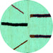 Round Solid Turquoise Modern Rug, abs2906turq