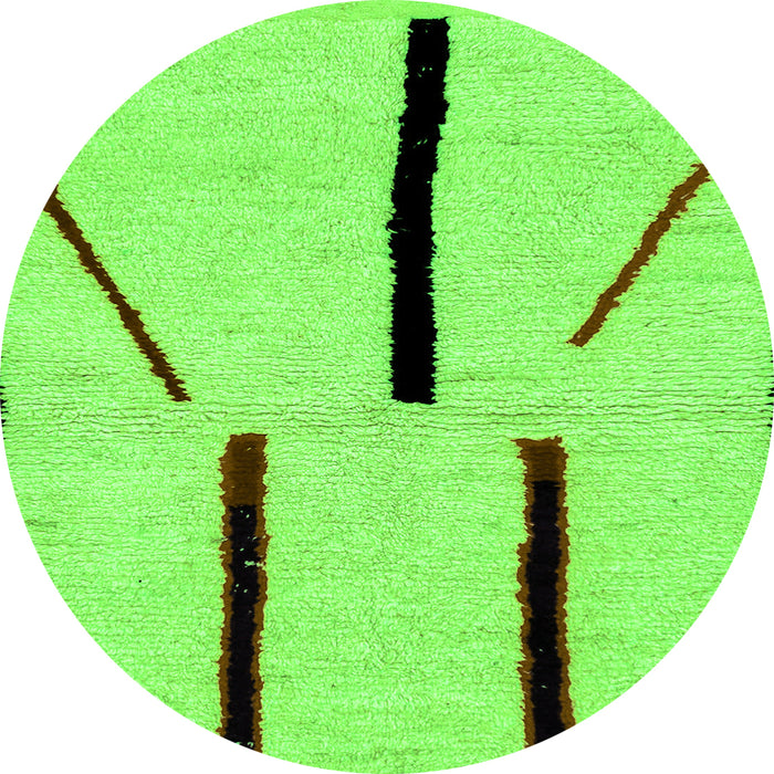 Round Machine Washable Solid Green Modern Area Rugs, wshabs2906grn