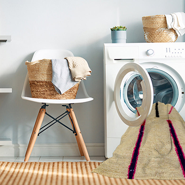 Machine Washable Abstract Mustard Yellow Rug in a Washing Machine, wshabs2906