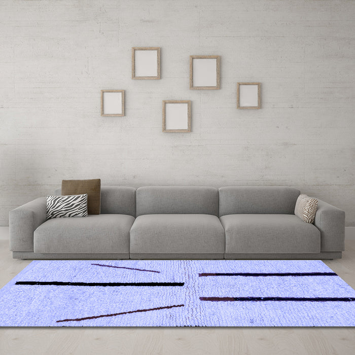 Machine Washable Solid Blue Modern Rug in a Living Room, wshabs2906blu