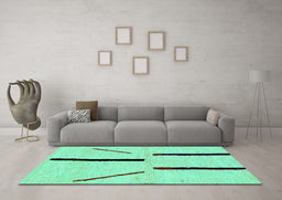 Machine Washable Solid Turquoise Modern Area Rugs in a Living Room,, wshabs2906turq