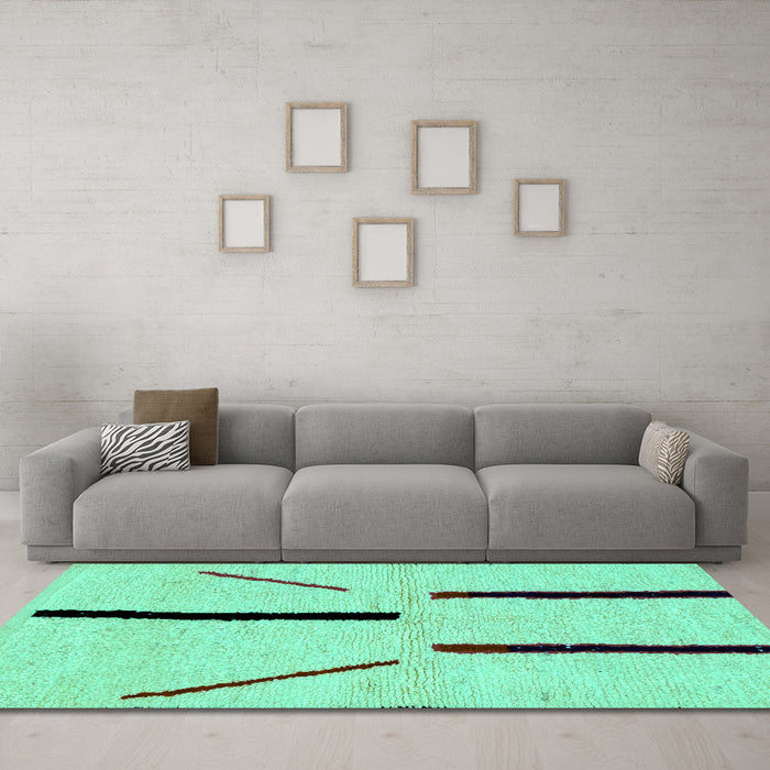 Machine Washable Solid Turquoise Modern Area Rugs in a Living Room,, wshabs2906turq