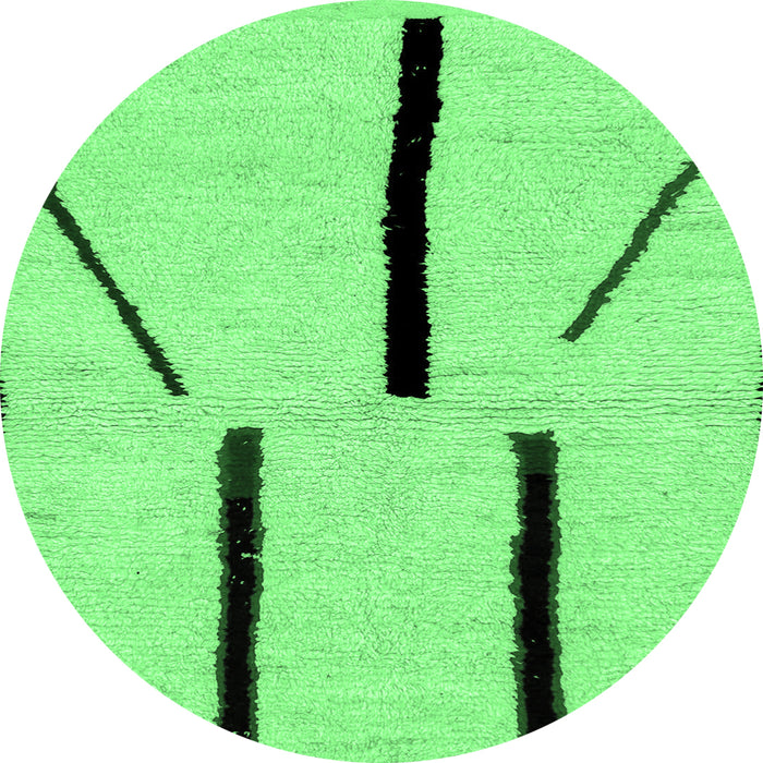 Round Machine Washable Solid Emerald Green Modern Area Rugs, wshabs2906emgrn