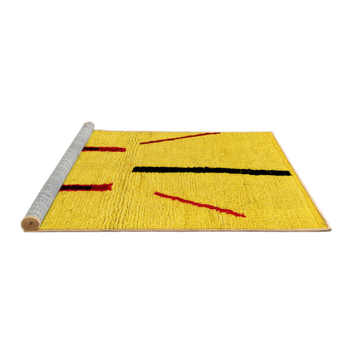 Sideview of Machine Washable Solid Yellow Modern Rug, wshabs2906yw