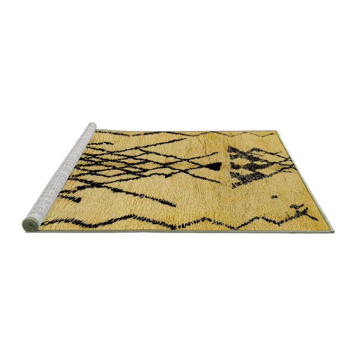 Sideview of Machine Washable Abstract Saffron Yellow Rug, wshabs2907