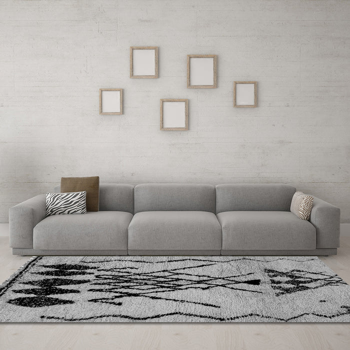 Machine Washable Abstract Gray Modern Rug in a Living Room,, wshabs2907gry