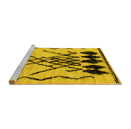 Sideview of Machine Washable Abstract Yellow Modern Rug, wshabs2907yw