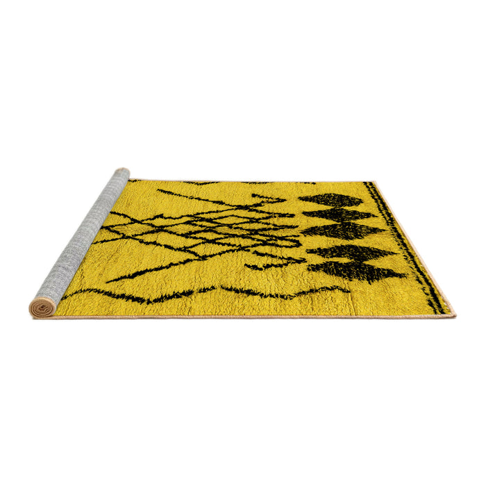 Sideview of Machine Washable Abstract Yellow Modern Rug, wshabs2907yw