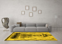 Machine Washable Abstract Yellow Modern Rug, wshabs2907yw