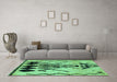 Machine Washable Abstract Turquoise Modern Area Rugs in a Living Room,, wshabs2907turq