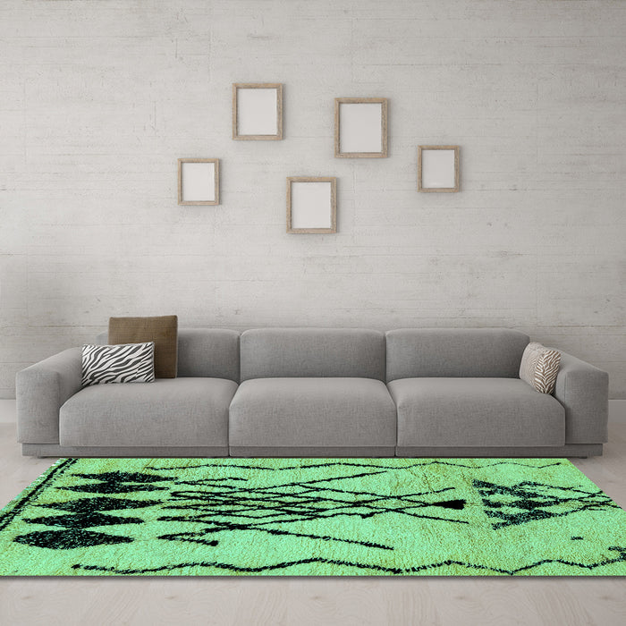 Machine Washable Abstract Turquoise Modern Area Rugs in a Living Room,, wshabs2907turq
