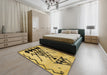 Abstract Saffron Yellow Modern Rug in a Bedroom, abs2907