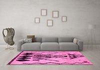 Machine Washable Abstract Pink Modern Rug, wshabs2907pnk