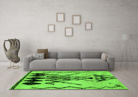 Machine Washable Abstract Green Modern Rug, wshabs2907grn