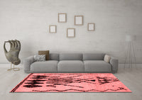 Machine Washable Abstract Red Modern Rug, wshabs2907red