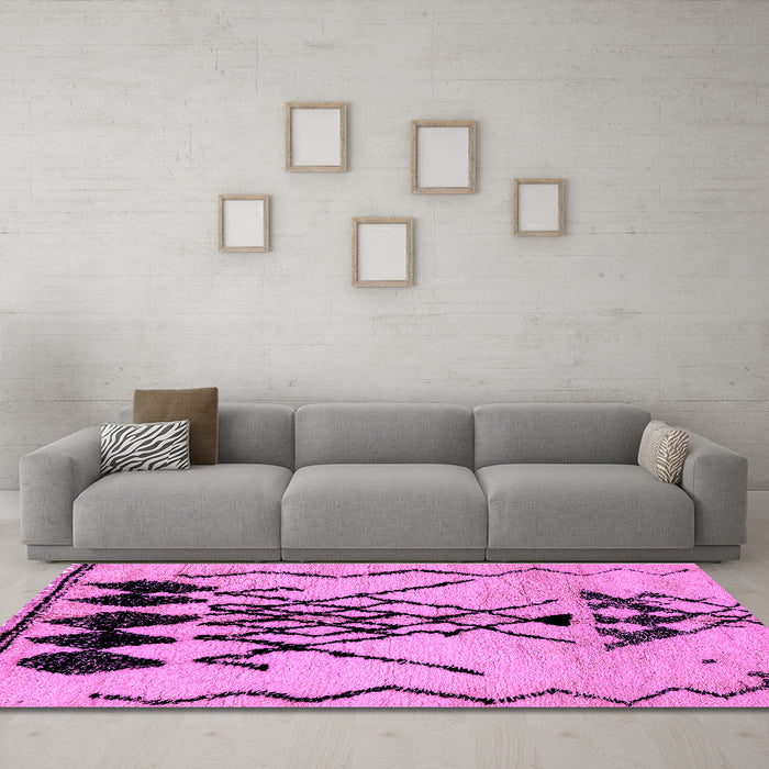Machine Washable Abstract Purple Modern Area Rugs in a Living Room, wshabs2907pur