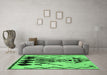 Machine Washable Abstract Emerald Green Modern Area Rugs in a Living Room,, wshabs2907emgrn