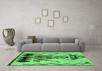 Machine Washable Abstract Emerald Green Modern Rug, wshabs2907emgrn