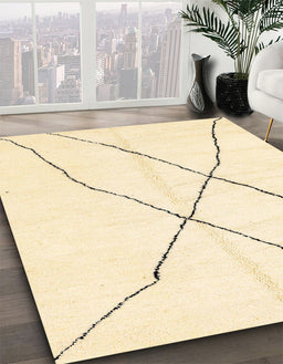 Abstract Brown Gold Solid Rug in Family Room, abs2908